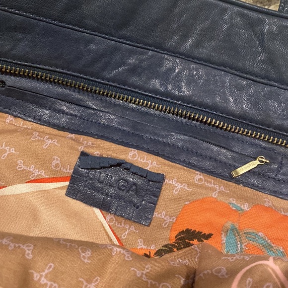 Womens leather Bulga navy shoulder bag - Picture 6 of 6